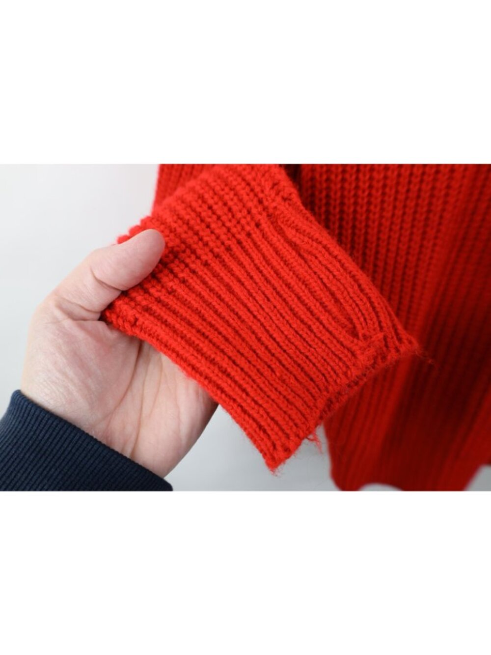 Vintage 70s 80s Streetwear Mens Large Blank Chunky Ribbed Knit Sweater Red USA - Picture 6 of 11